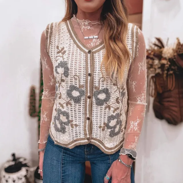 New Women's Hollowed out Sleeveless Embroidered Cropped Vest Top Red - Shop at LoveMi