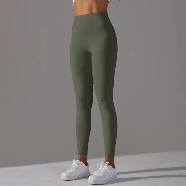 No Embarrassment Line Nude Feel Skinny Yoga Pants 6618 Trousers Army Green - Shop at LoveMi