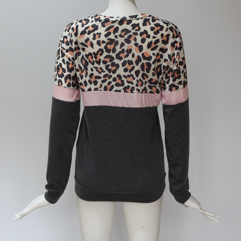 Title 4, Round neck casual leopard print stitching women...