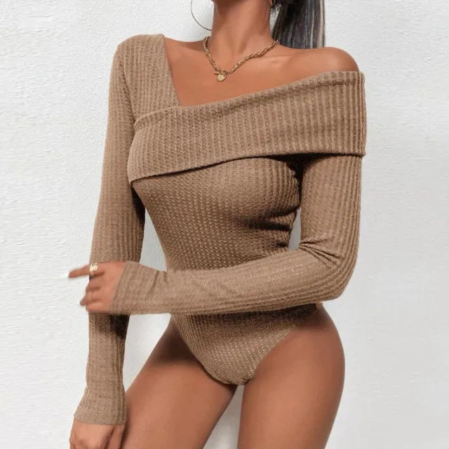 Women's Off shoulder Slim Fit Jumpsuit Brown - Shop at LoveMi