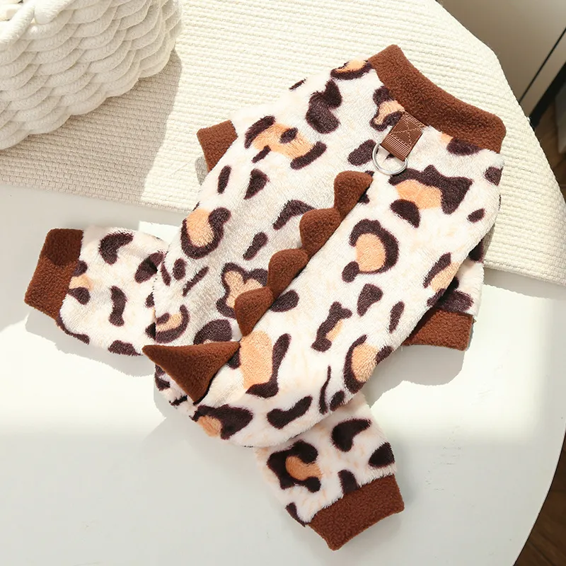 Dog Clothes Autumn And Winter French Bulldog Fleece - 497 Brown Leopard Print