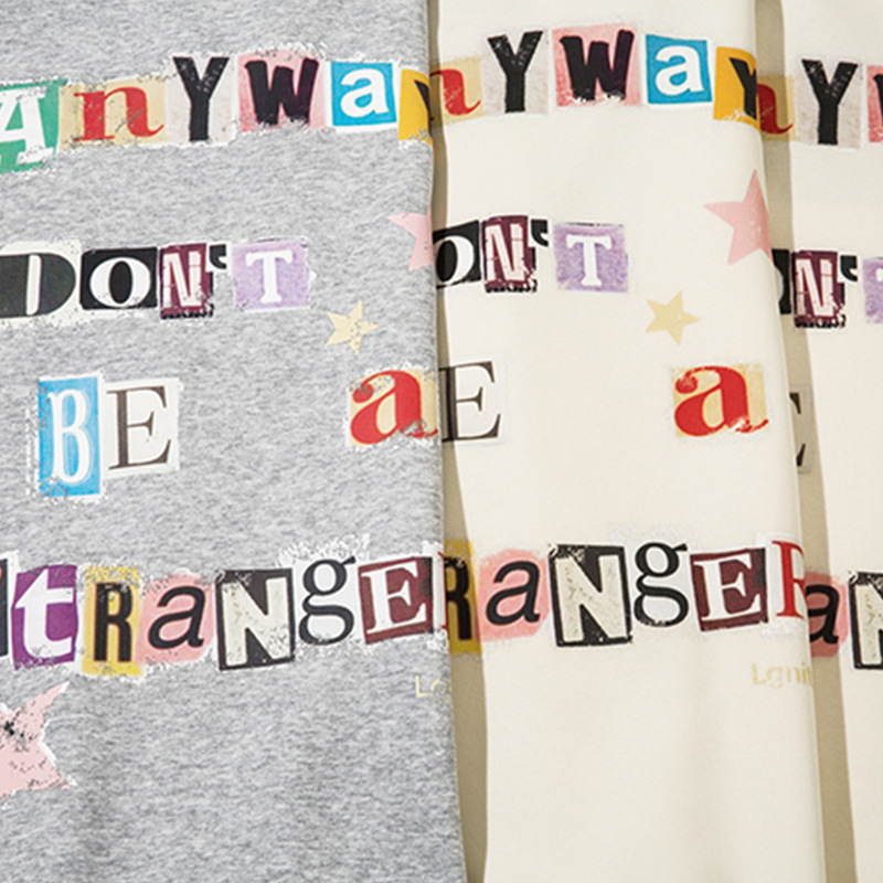 Men's Letters Multicolor Printing Autumn And Winter Couple Loose Long Sleeve Sweatershirt