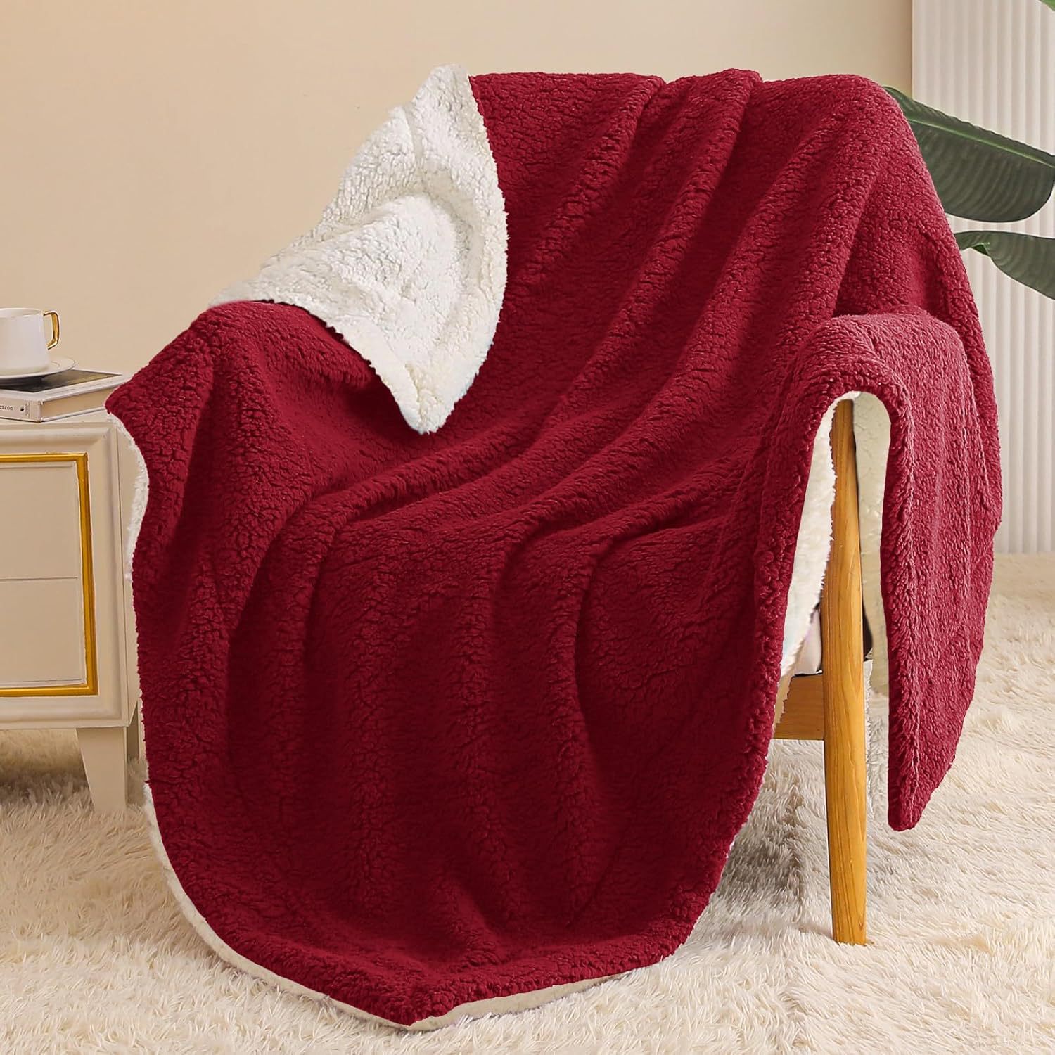 Two-Layer Double-Sided Lambswool Blanket With Contrasting Colorsperfect As A, picture 8 of 12