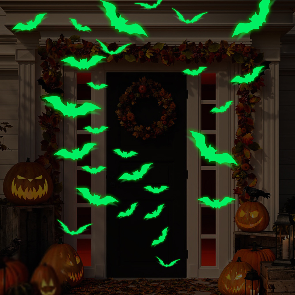 Title 7, Halloween Luminous Green Three-dimensional Bat ...