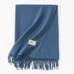 Pure Colour Artificial Cashmere Scarf Women's Winter High-grade Shawl - 57 Denim Blue - View 1