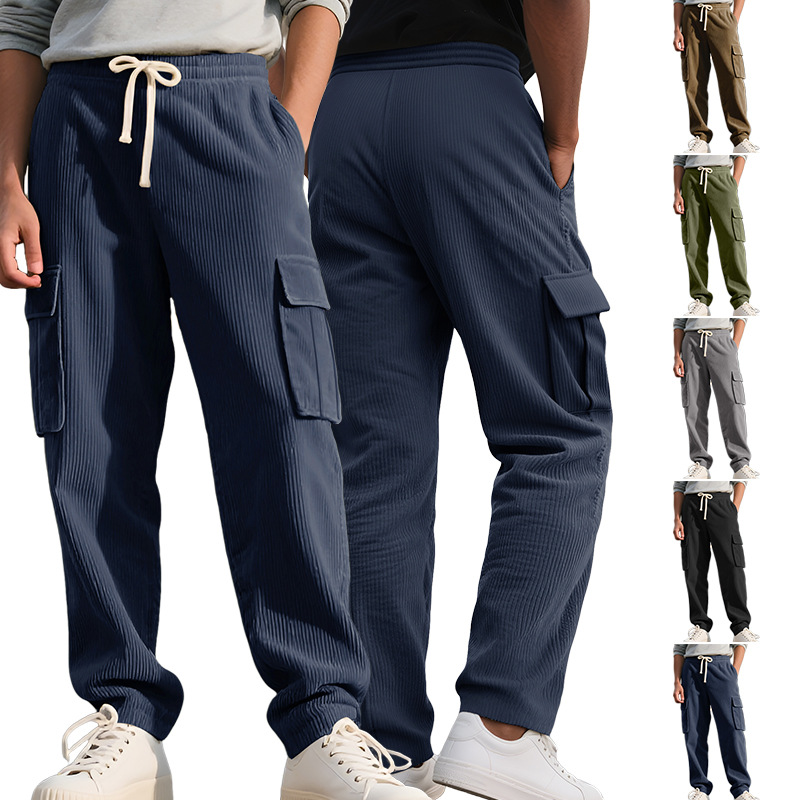 Retro Workwear Casual Corduroy Sweatpants For Men - Image 2