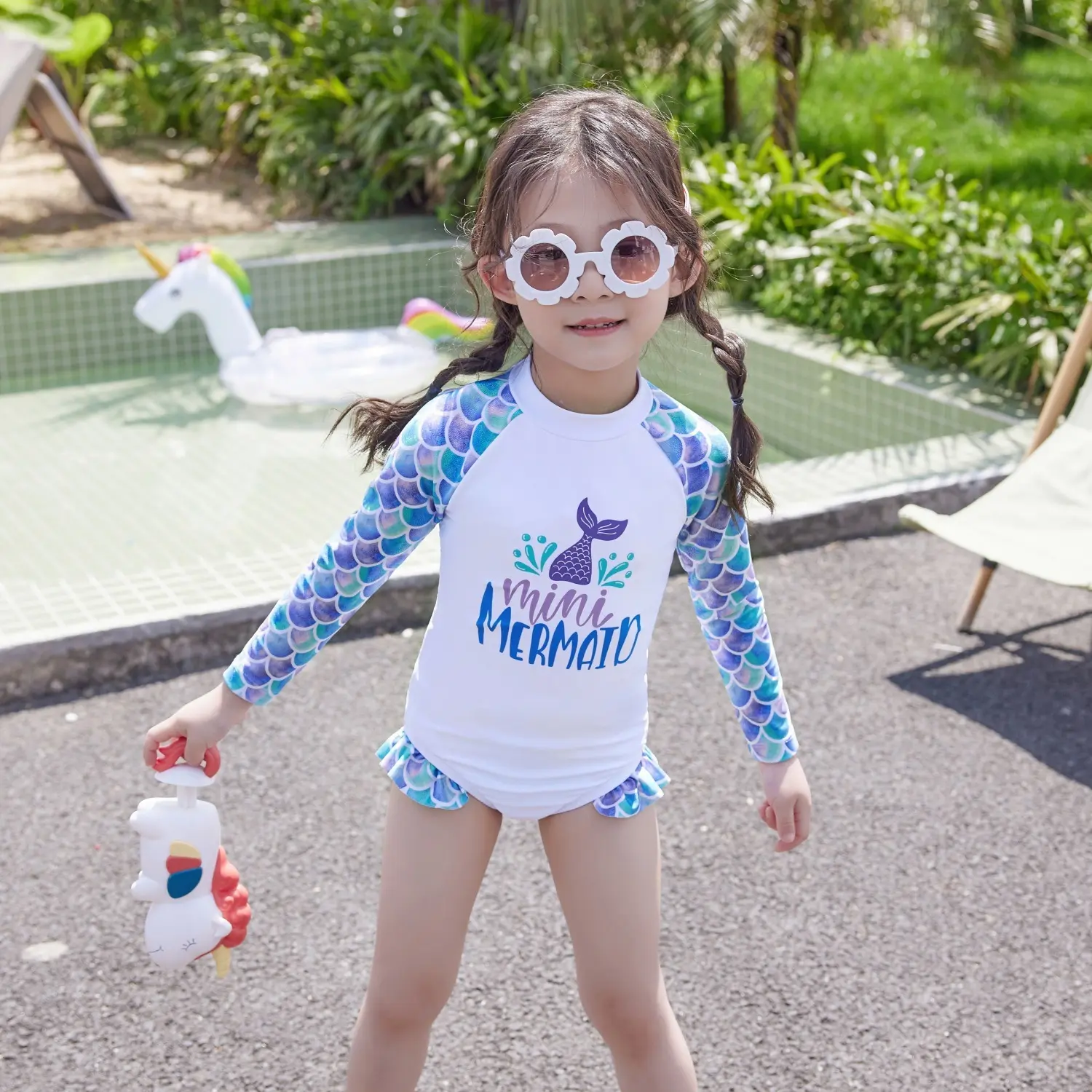 Children's Swimsuit New Cute One-piece Long Sleeves