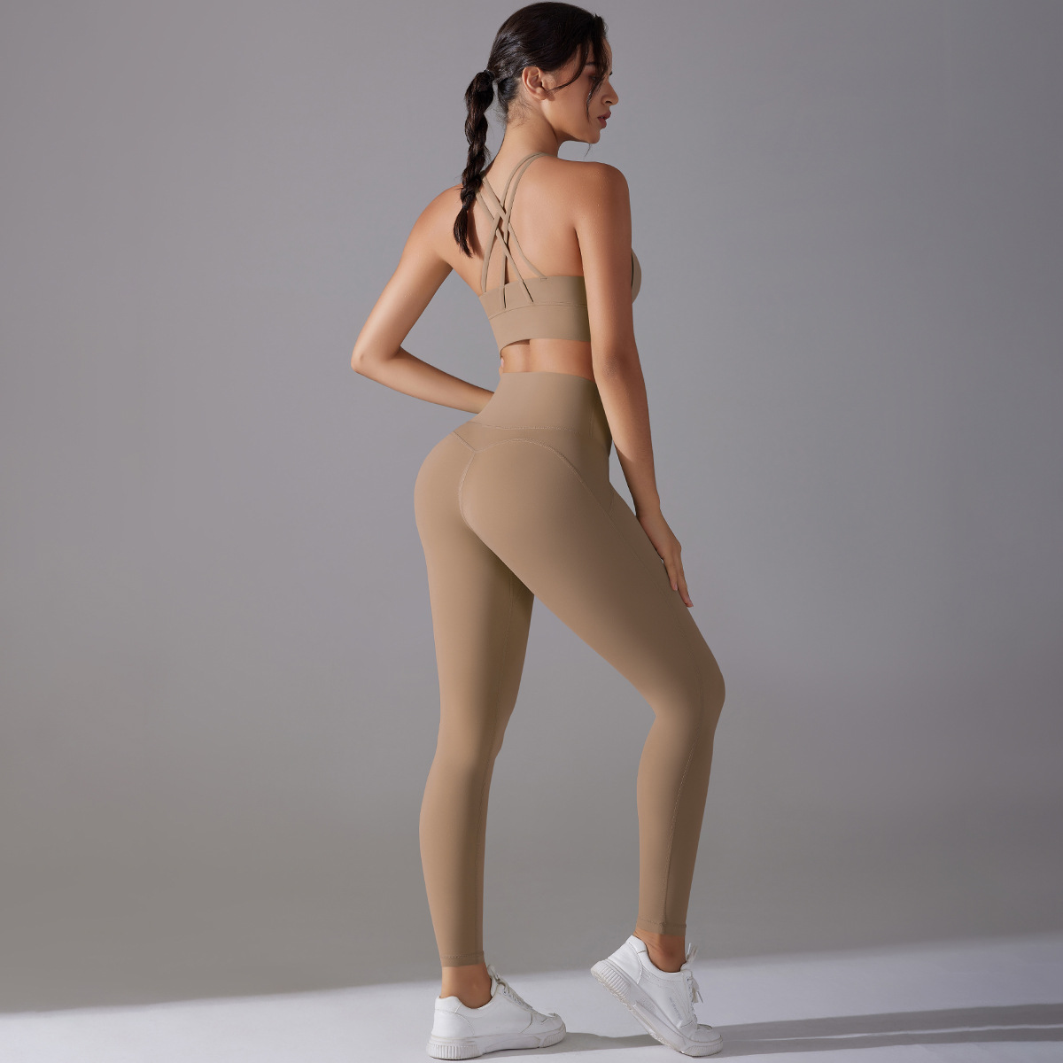 Suit Sports Underwear Fitness Yoga Pants Two piece Set Cocoa Color - Shop at LoveMi