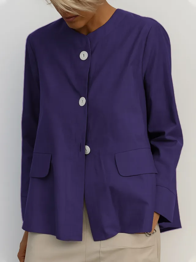 Jacket Coat Women's Solid Color Shirt Coat Purple - Shop at LoveMi