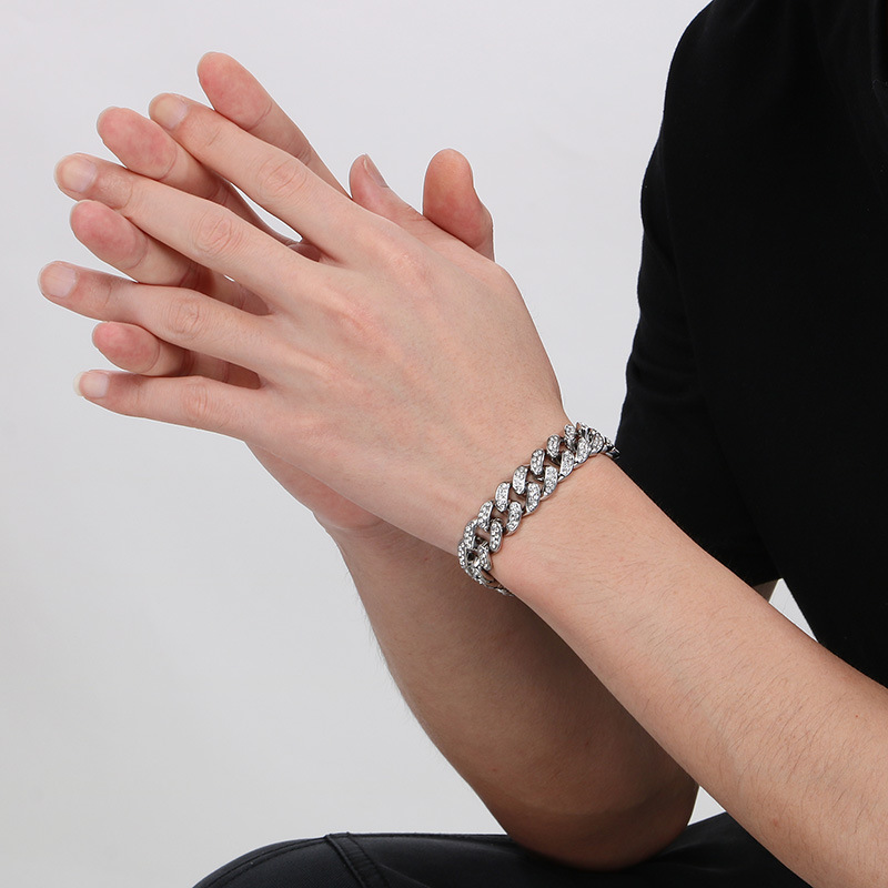 Hip-hop Cuban-link Men's Necklace And Bracelet