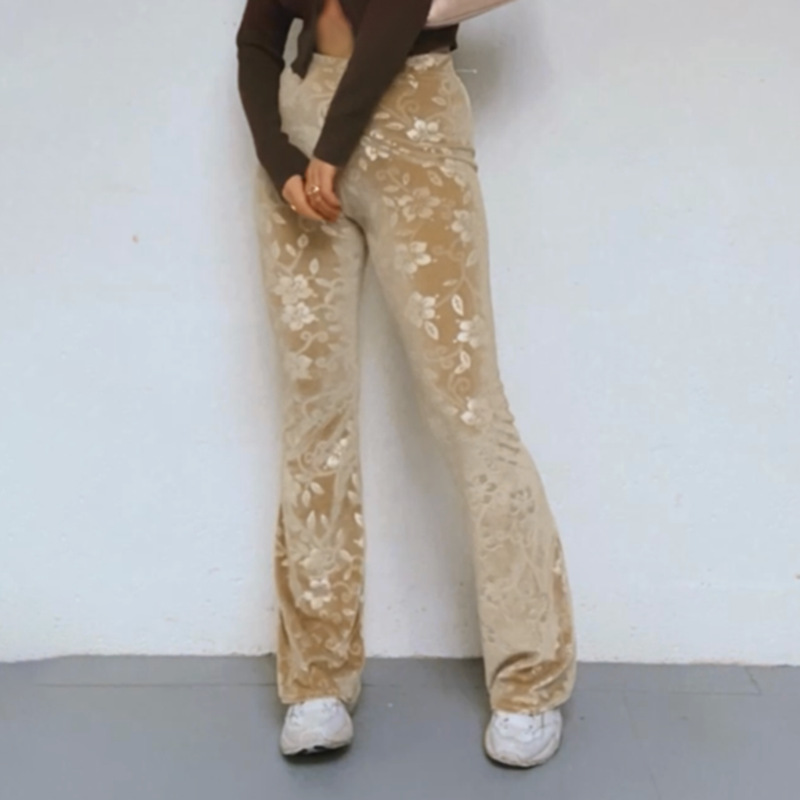 Title 10, Patterned High-rise Flared Flocked Track Pants