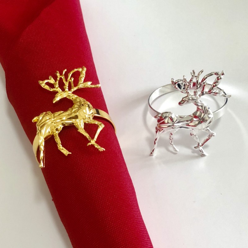 Title 4, Christmas Napkin Ring Golden Diamond Deer Napki...