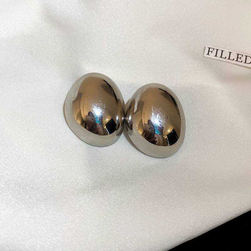 Gold Plated Silver Needle Irregular Oval Earrings