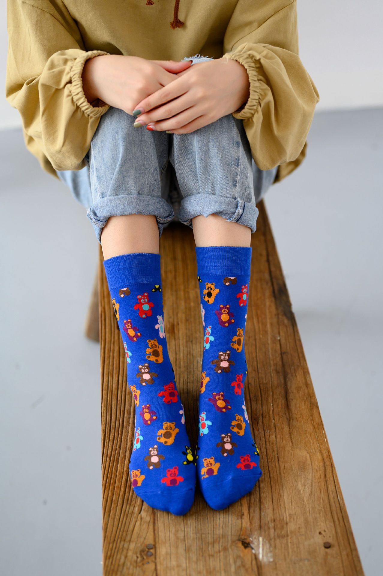 Title 6, Girls Fashion Socks featuring Cartoon Bear & I...