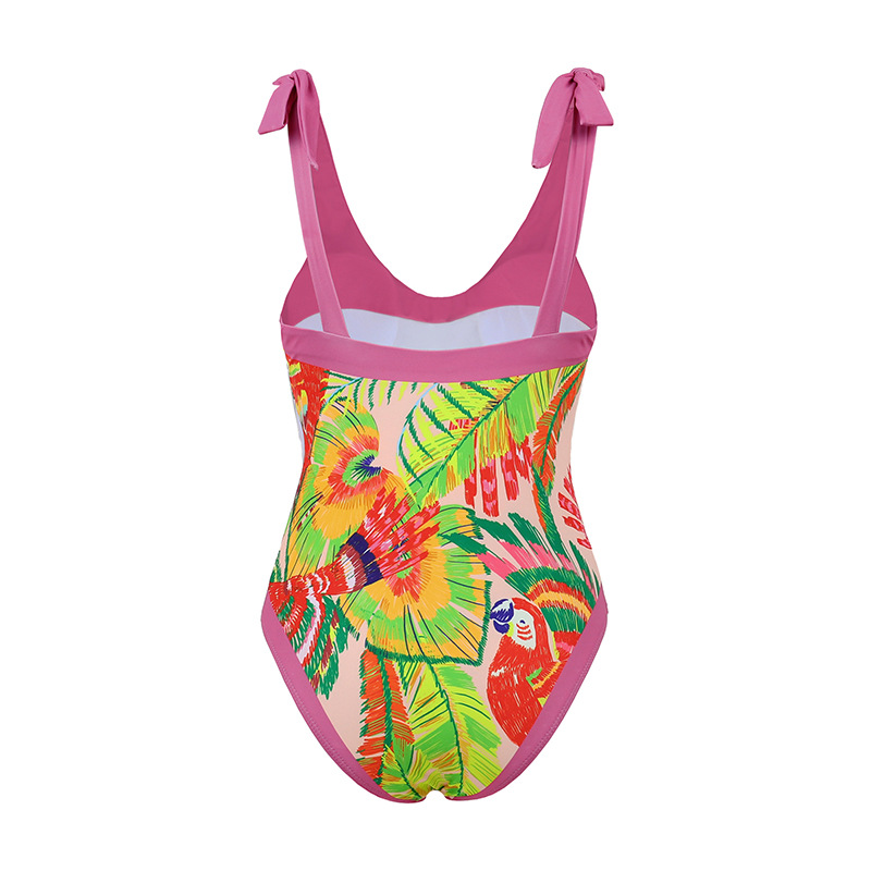 Retro One-piece Swimsuit Women's V-neck Covered Belly Thin Skirt Hot Spring Beach Dress - Image 11