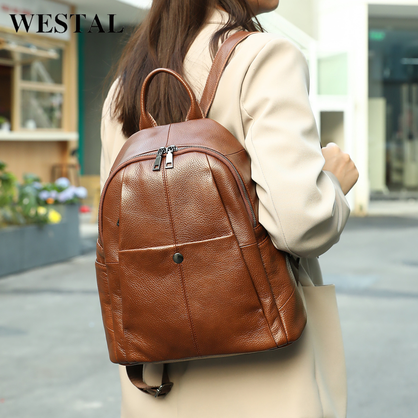 Ladies' Genuine Leather Casual Backpack