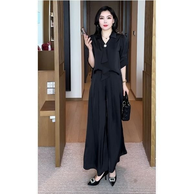 Short-Sleeve Top and Wide-Leg Trousers Set, picture 4 of 5
