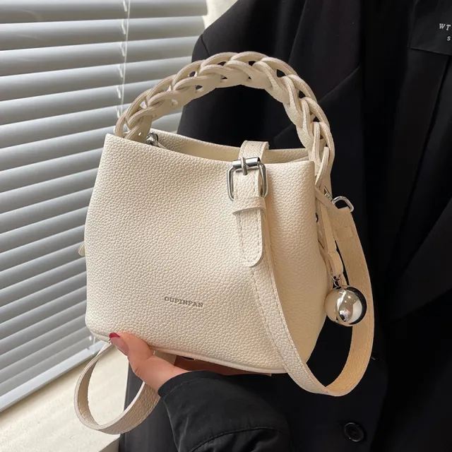 One shoulder Crossbody Design Portable Bucket Bag Beige - Shop at LoveMi