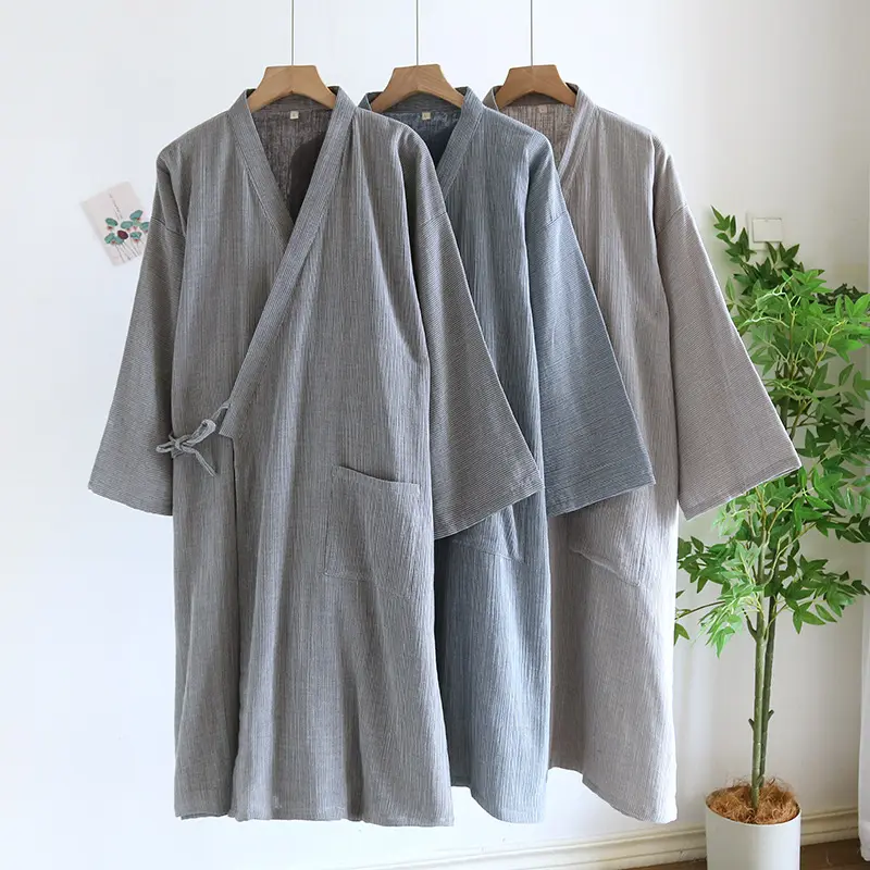 Japanese-style Kimono Pajamas Lace-up Bathrobe Men's Spring