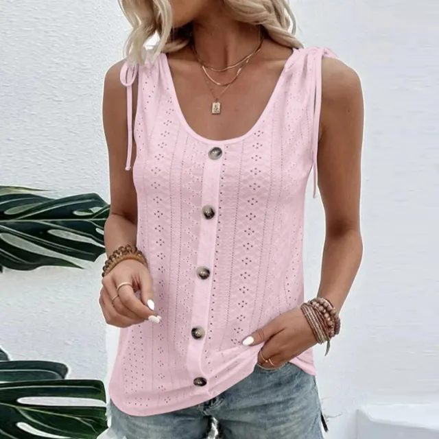 Women's Sexy Casual Solid Color U neck Vest Short Sleeve Pink - Shop at LoveMi