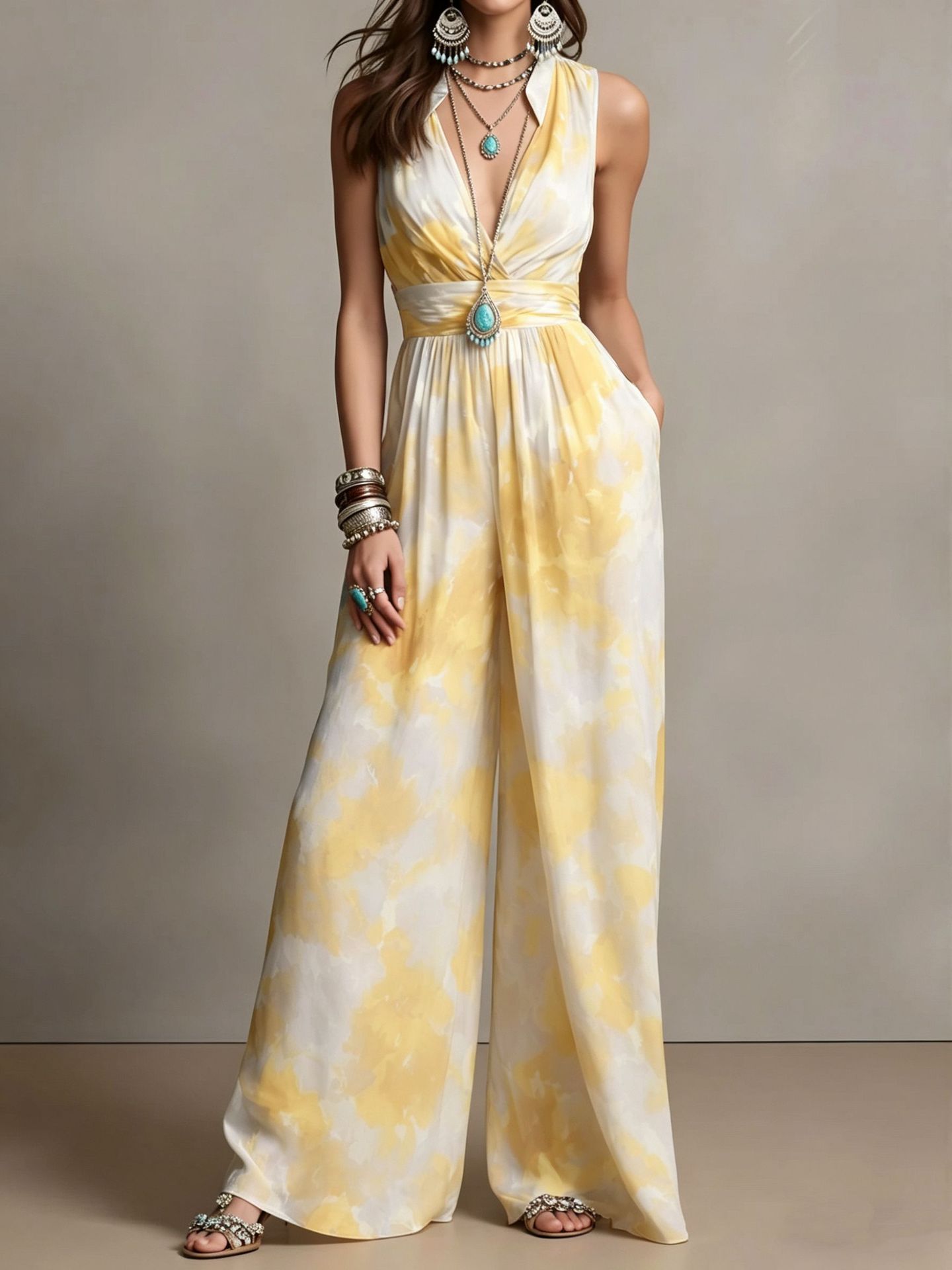 Womens New Fashion Waist-Cinching Jumpsuit - Produktbild 1