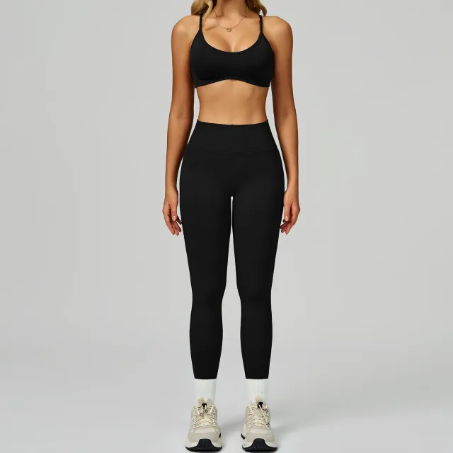 Seamless Yoga Set High waisted Fitness Workout Outfit Black - Shop at LoveMi