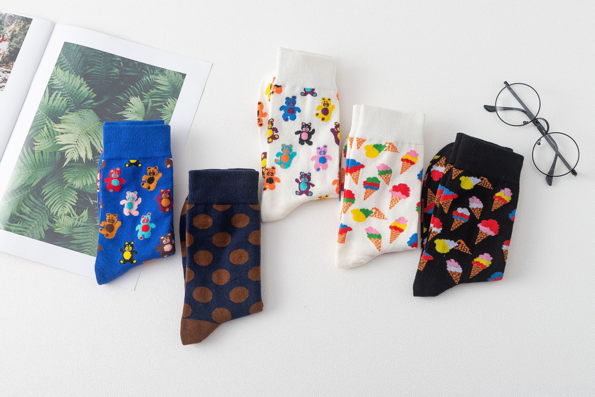 Title 9, Girls Fashion Socks featuring Cartoon Bear & I...