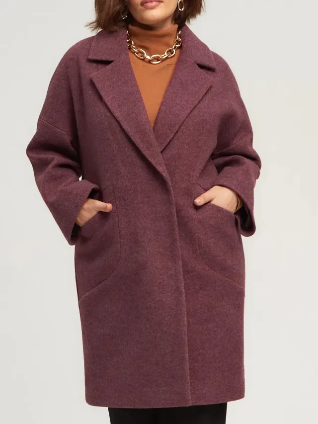 Long Wool Coat With Pockets For Women Rouge Color - Shop at LoveMi