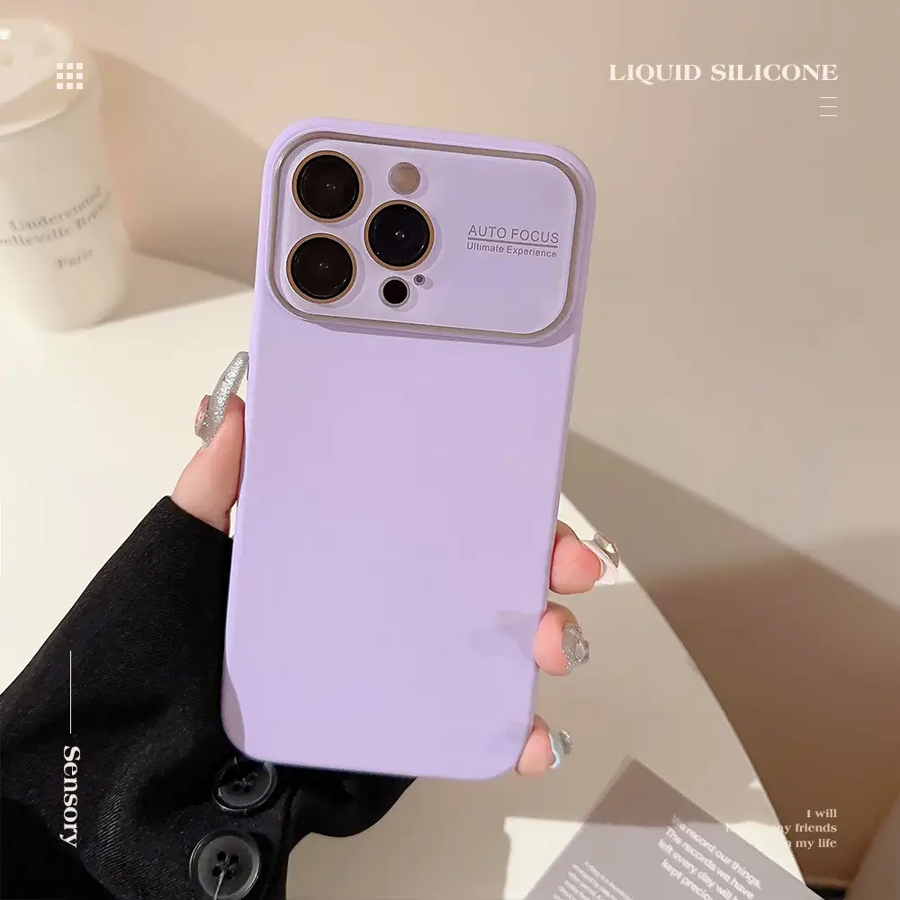 Solid Color Comes With Lens Protector Phone Case Liquid Silicone