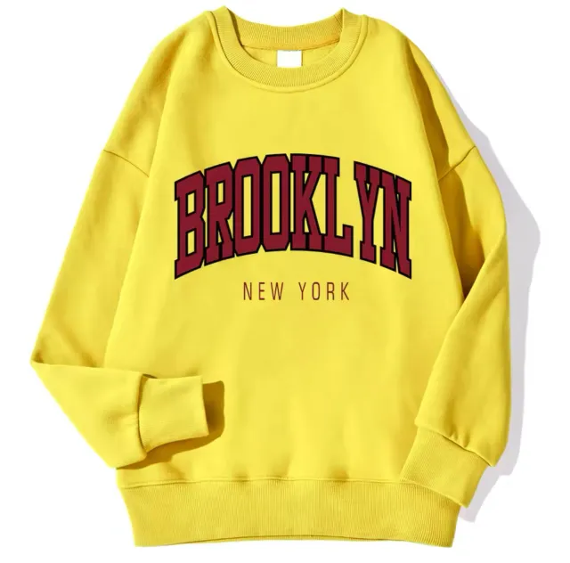 Personality Trend Printed Crew Neck Sweatshirt Women Yellow - Shop at LoveMi