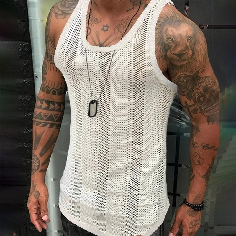 Title 2, Summer Sexy Sleeveless Knit Vest White Breathab...