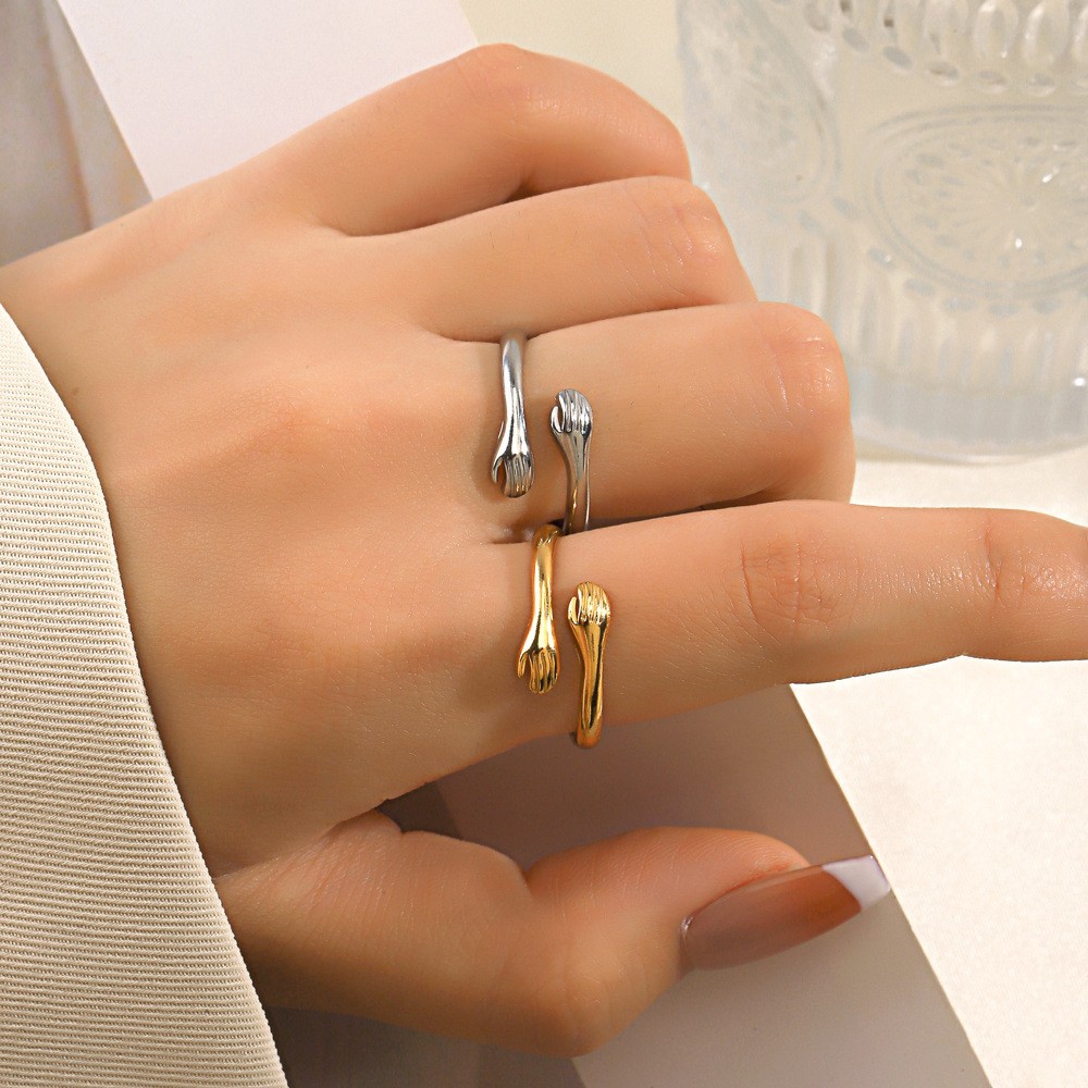New Personalized Hug Palm Design Stainless Steel Ring