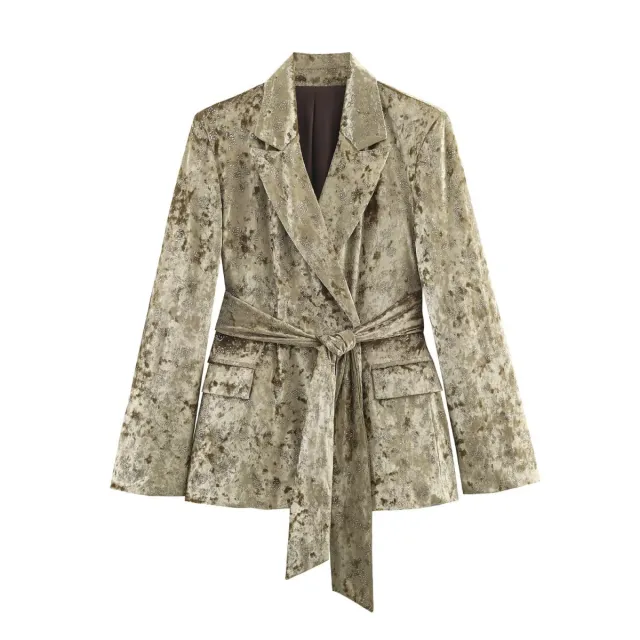 Womens Metallic thread Waistband Blazer And Pants Set Coat M - Shop at LoveMi
