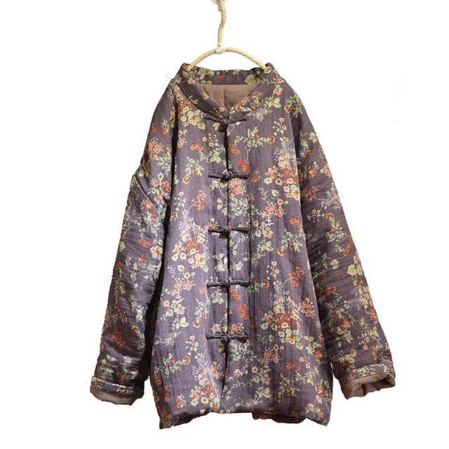 Stand Collar Undercover Cotton padded Jacket Gray Pattern - Shop at LoveMi