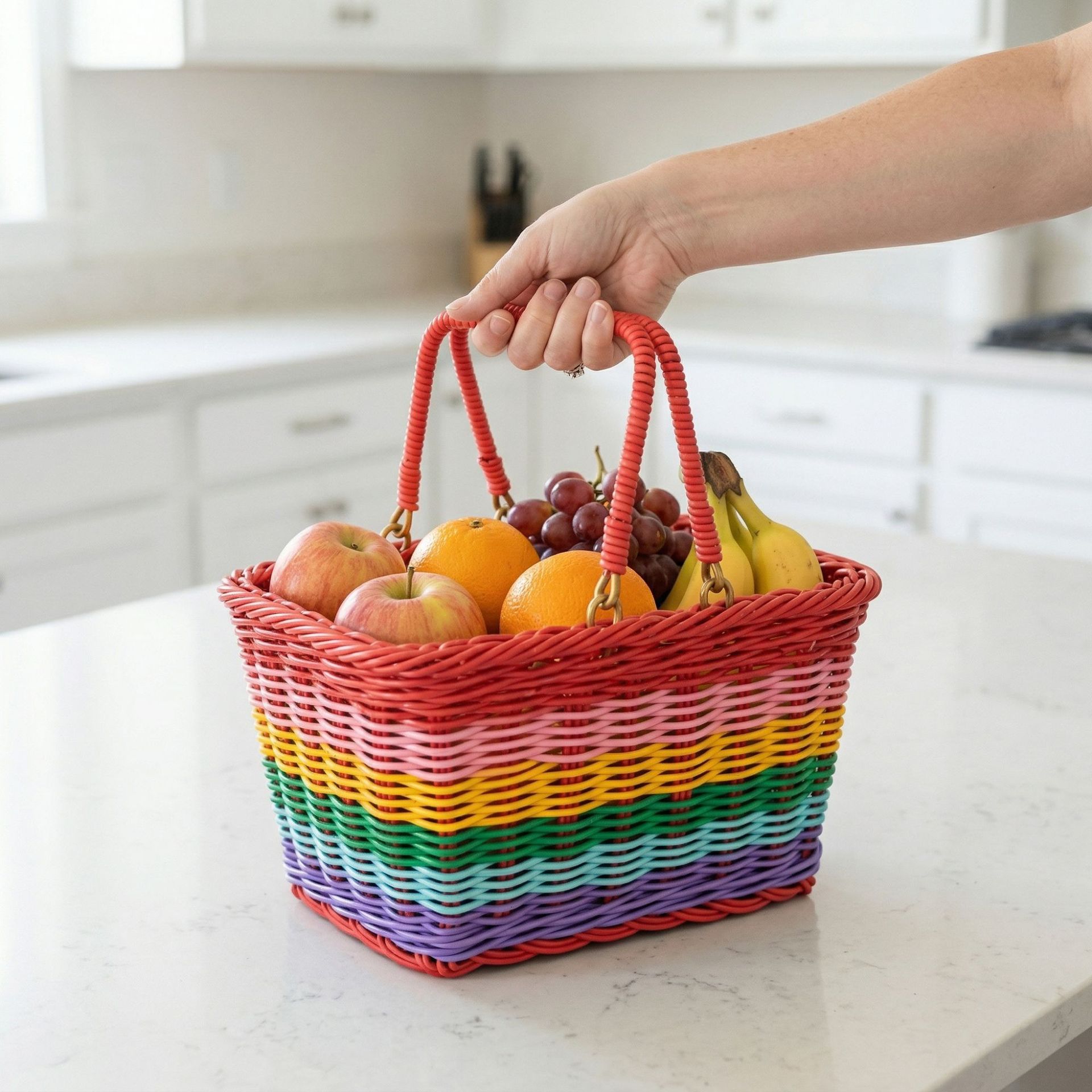Handwoven Rattan-Style Fruit Storage Basket