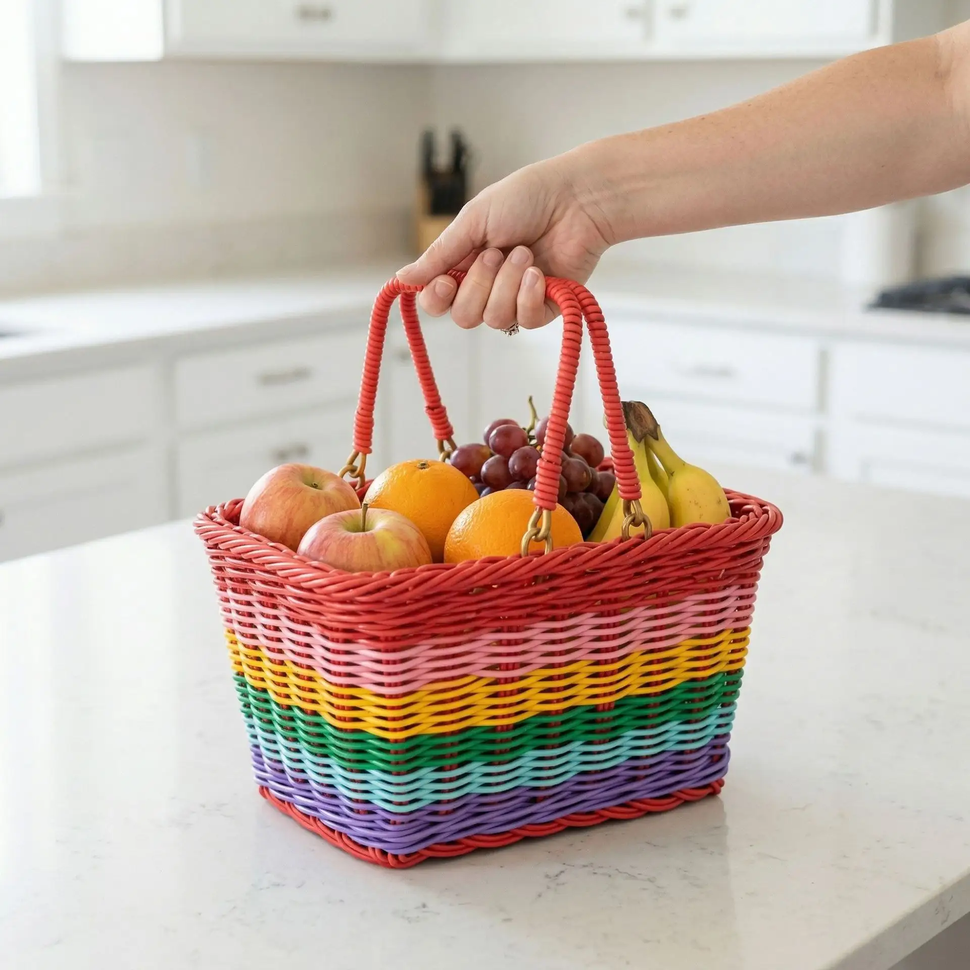 Handwoven Rattan-Style Fruit Storage Basket