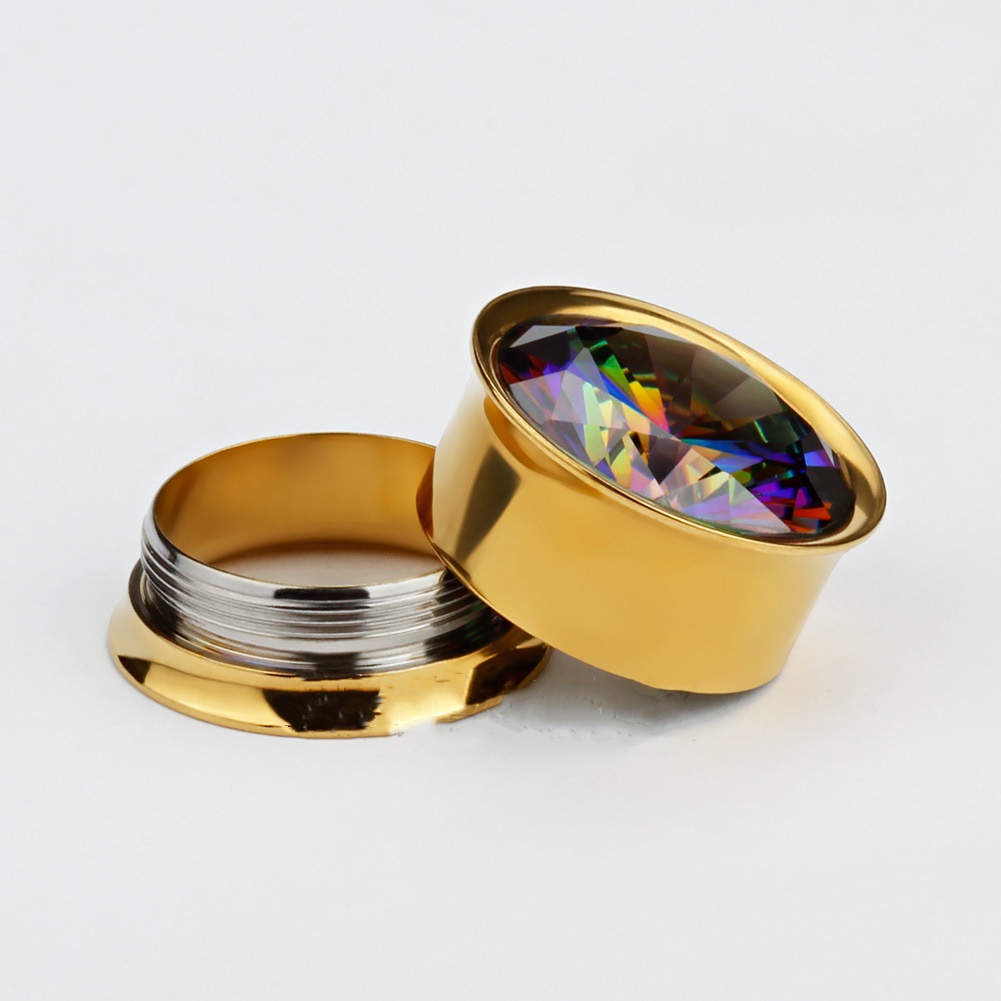 Single Speaker Inlaid Color Zircon Electroplated Stainless Steel Puncture Ear Amplifier Ornament