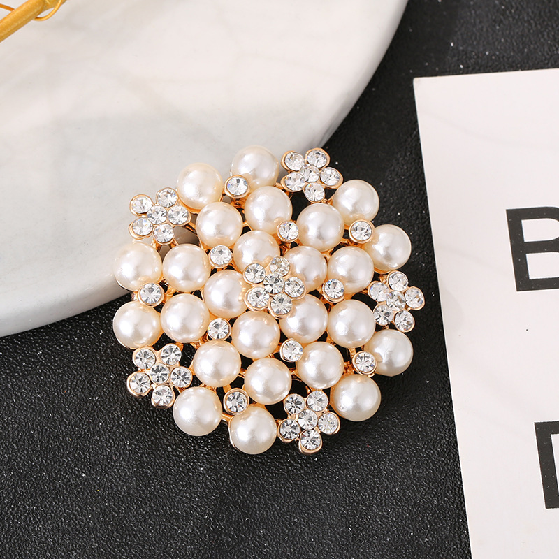 Fashion Pearl Diamond Brooch Clothing Accessories Gold - Shop at LoveMi