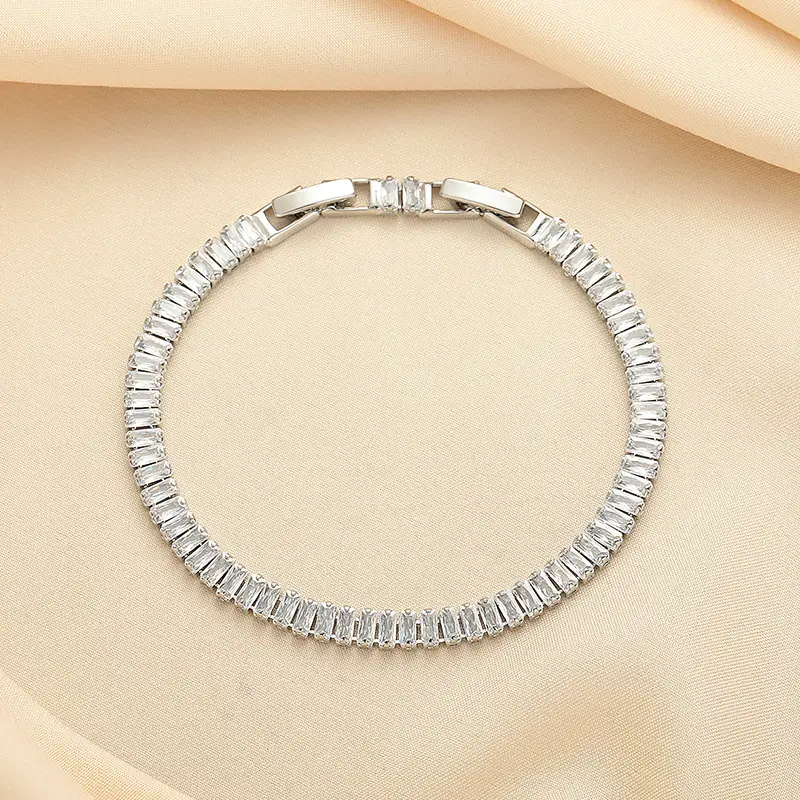 European And American Simple Rectangular Affordable Luxury Style Full Diamond Fashion All-match Bracelet