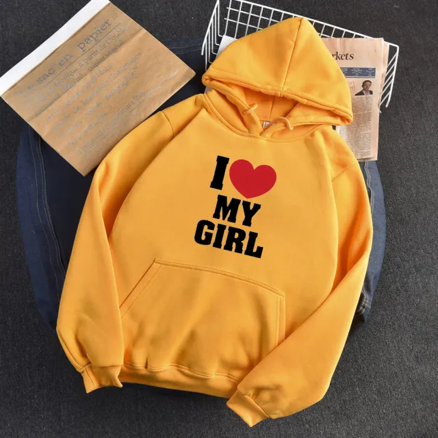 Love Letter Print Long Sleeve Hooded Hoodie Golden Yellow 28544 Men - Shop at LoveMi