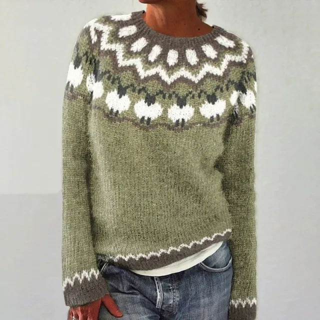 Round Neck Multicolor Loose Fashion Sweater Women White - Shop at LoveMi
