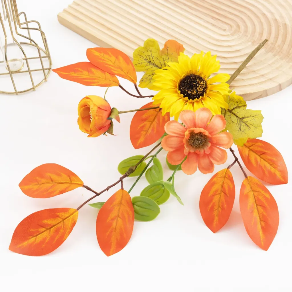 Autumn Artificial Sunflower Bouquet Creative Simple Home Living Room Decorations - Orange