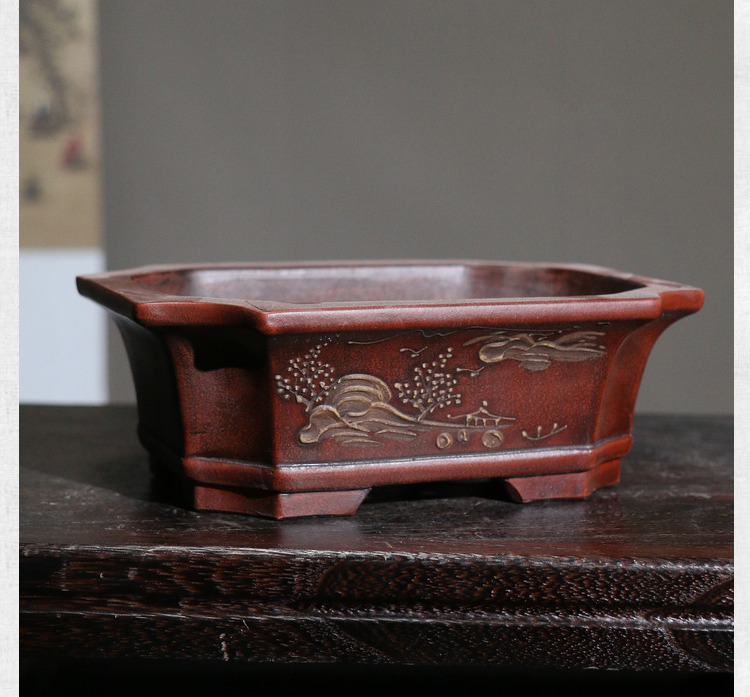 Title 4, Purple Sand Flower Pot Rectangular Looking Pott...