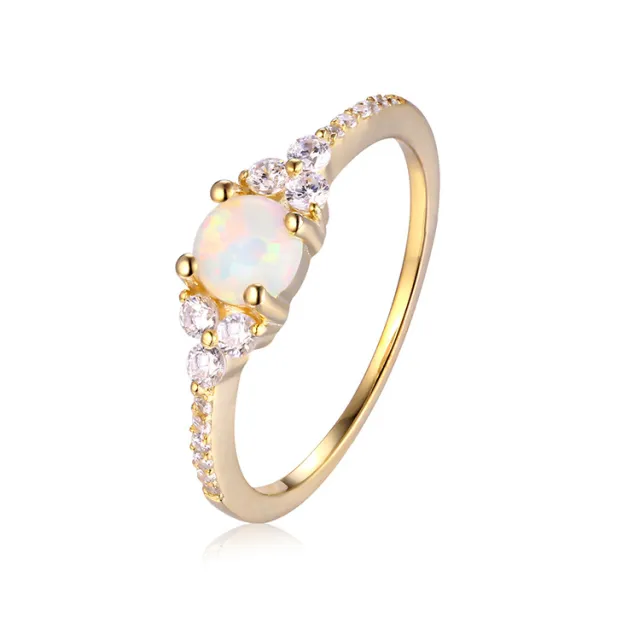 Mori Girl Geometric Big Diamond All Match Ring White Opal - Shop at LoveMi