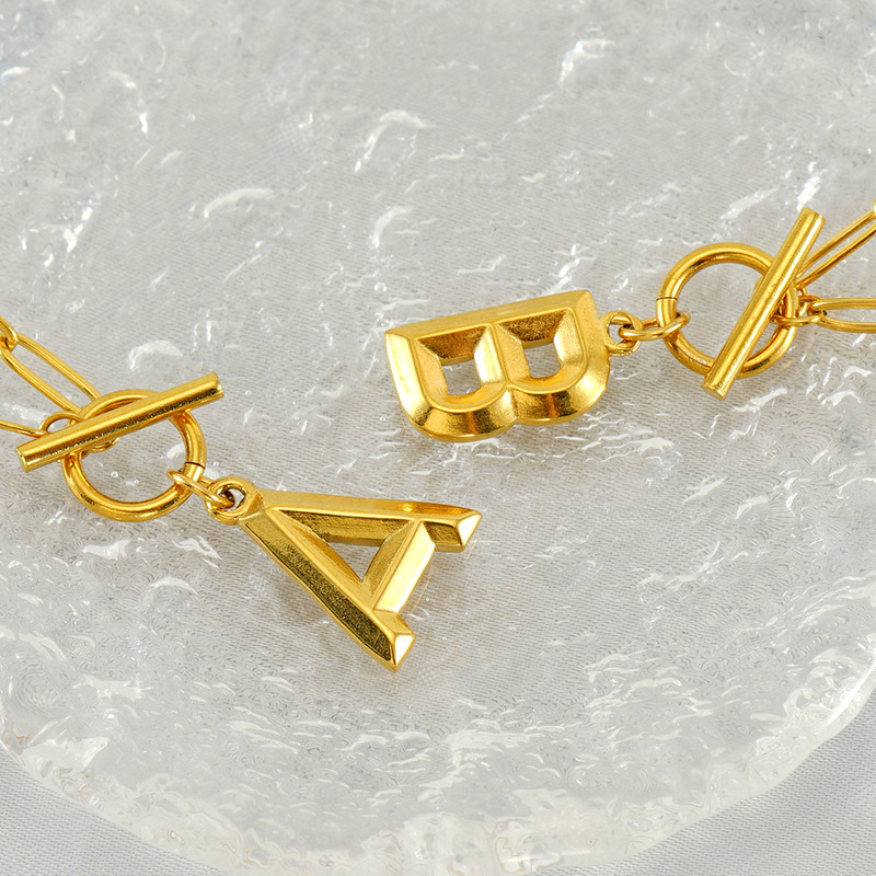 Stainless Steel OT Buckle English Letter Necklace Commuter's All-matching