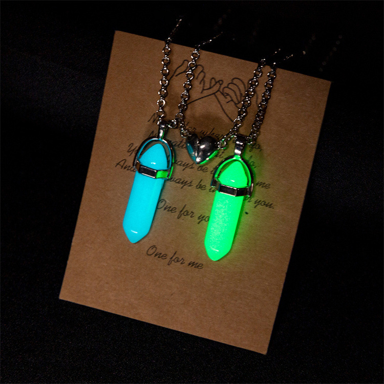 Women's Fashion Simple Luminous Hexagon Prism Pendant Necklace