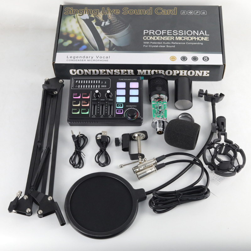 48v Large Shock Film English Sound Card Mobile Live Streaming Anchor Full Set Of Equipment - Image 3