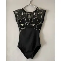 Ballet Practice Clothes Gym Outfit Women's Embroidered Jumpsuit - Black Without Skirt - View 1