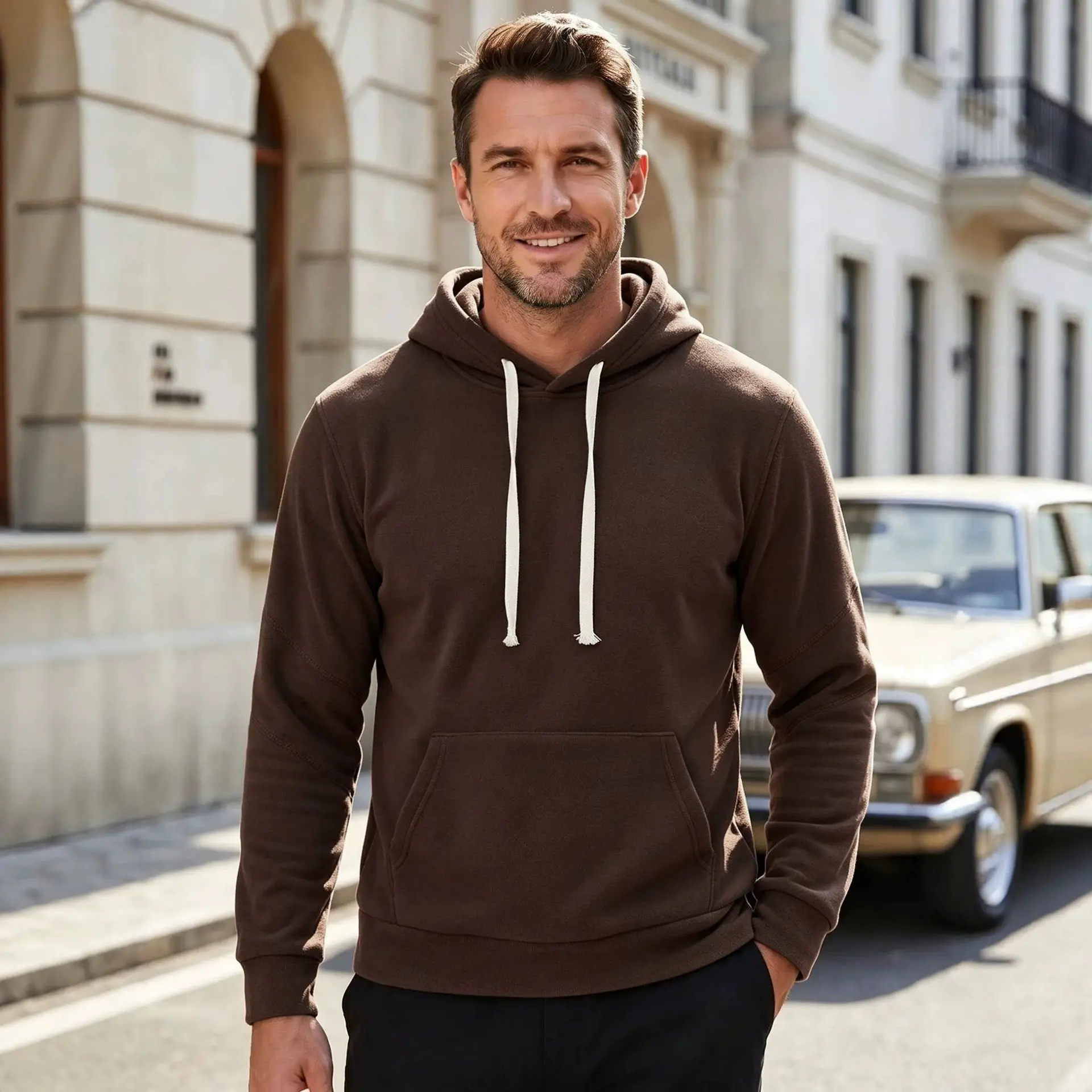 Mens Casual Sporty Loose-fit Hoodie