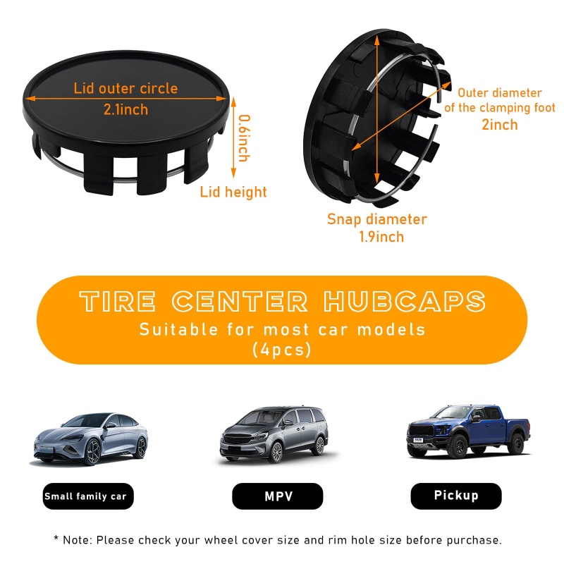 Modified Wheel Cap 54MM Hub Cap Black Silver